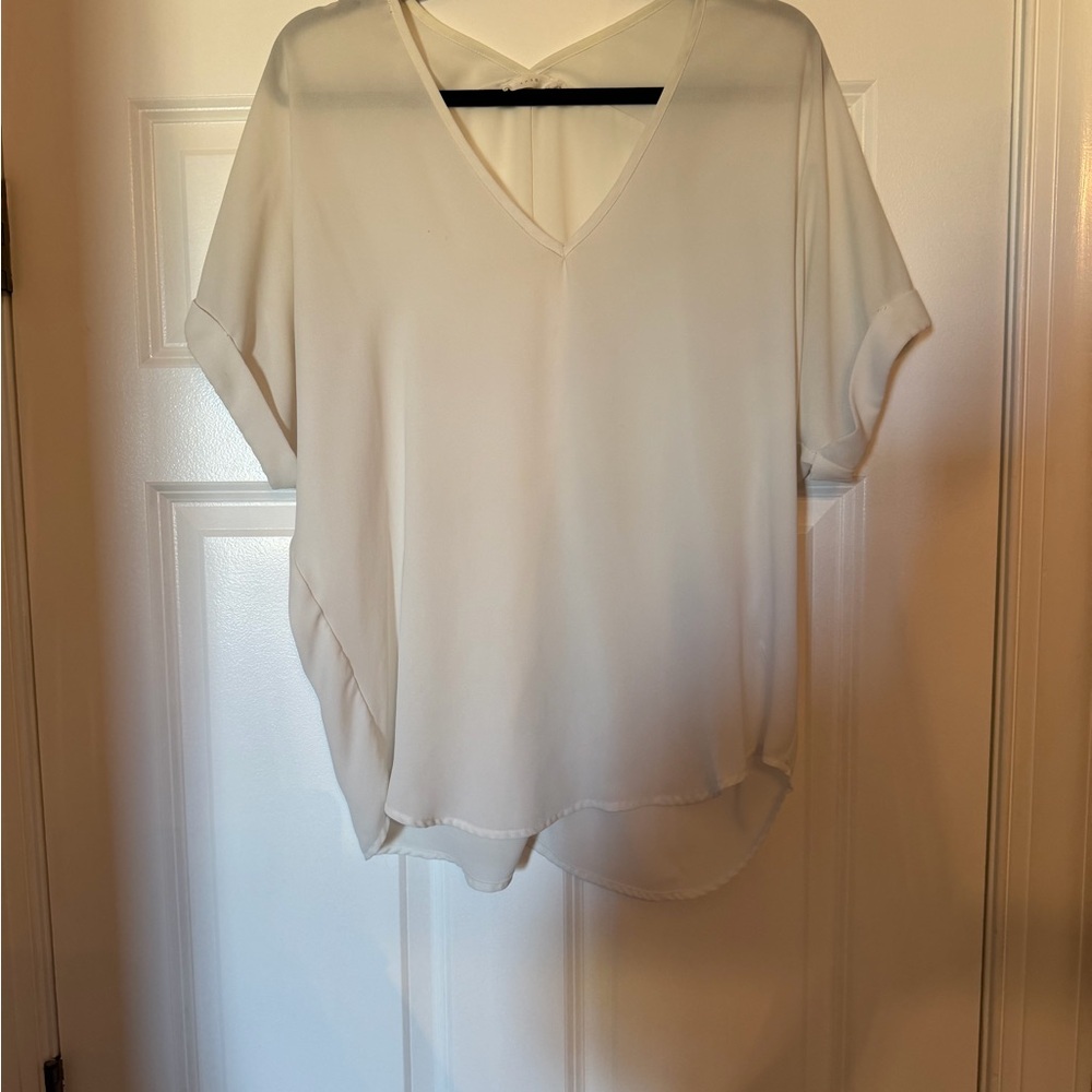 Lush Cream V-Neck Blouse